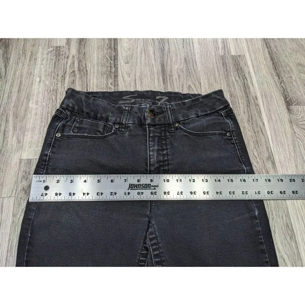 Seven 7 Womens Size 6 Embroidered Pockets Black Denim‎ Jeans